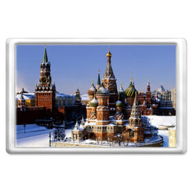 Магнит 45*70 с принтом Зимний Кремль в Белгороде, Пластик | Размер: 78*52 мм; Размер печати: 70*45 | moscow | достопримечательности | кремель | москва