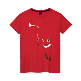Женская футболка хлопок с принтом Лиса в Белгороде, 100% хлопок | прямой крой, круглый вырез горловины, длина до линии бедер, слегка спущенное плечо | девушкам | животные | лисенок | лисица