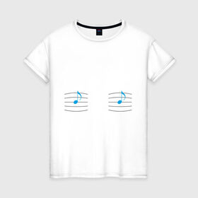 Женская футболка хлопок с принтом Си-си, ноты в Белгороде, 100% хлопок | прямой крой, круглый вырез горловины, длина до линии бедер, слегка спущенное плечо | грудь | музыка | нота | сиси