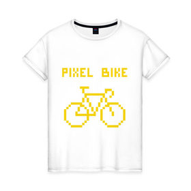 Женская футболка хлопок с принтом Pixel Bike one color в Белгороде, 100% хлопок | прямой крой, круглый вырез горловины, длина до линии бедер, слегка спущенное плечо | 