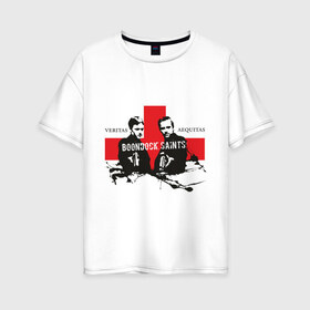 Женская футболка хлопок Oversize с принтом Veritas в Белгороде, 100% хлопок | свободный крой, круглый ворот, спущенный рукав, длина до линии бедер
 | святые из бундока | святые из трущоб