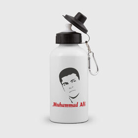 Бутылка спортивная с принтом Muhammad Ali (2) в Белгороде, металл | емкость — 500 мл, в комплекте две пластиковые крышки и карабин для крепления | Тематика изображения на принте: мухаммед али