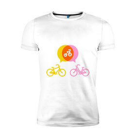 Мужская футболка премиум с принтом Велосипедная семья в Белгороде, 92% хлопок, 8% лайкра | приталенный силуэт, круглый вырез ворота, длина до линии бедра, короткий рукав | 