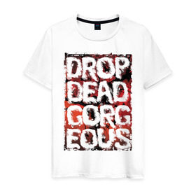 Мужская футболка хлопок с принтом Drop Dead, Gorgeous в Белгороде, 100% хлопок | прямой крой, круглый вырез горловины, длина до линии бедер, слегка спущенное плечо. | drop dead