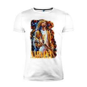 Мужская футболка премиум с принтом Nirvana Kurt Cobain в Белгороде, 92% хлопок, 8% лайкра | приталенный силуэт, круглый вырез ворота, длина до линии бедра, короткий рукав | Тематика изображения на принте: kurt cobain | nirvana | курт кобейн | нирвана
