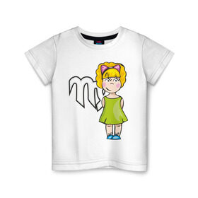 Детская футболка хлопок с принтом Знак зодиака Дева в Белгороде, 100% хлопок | круглый вырез горловины, полуприлегающий силуэт, длина до линии бедер | гороскоп | дева | знаки зодиака | зодиак
