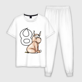 Мужская пижама хлопок с принтом Знак зодиака Телец в Белгороде, 100% хлопок | брюки и футболка прямого кроя, без карманов, на брюках мягкая резинка на поясе и по низу штанин
 | 