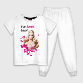 Детская пижама хлопок с принтом I\m Barbie, bitch в Белгороде, 100% хлопок |  брюки и футболка прямого кроя, без карманов, на брюках мягкая резинка на поясе и по низу штанин
 | Тематика изображения на принте: 90 | 90 е | barbie | барби | кукла | ностальгия