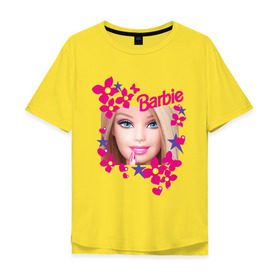 Мужская футболка хлопок Oversize с принтом Барби красавица в Белгороде, 100% хлопок | свободный крой, круглый ворот, “спинка” длиннее передней части | 90 | 90 е | barbie | барби | ностальгия