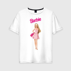 Женская футболка хлопок Oversize с принтом Барби на прогулке в Белгороде, 100% хлопок | свободный крой, круглый ворот, спущенный рукав, длина до линии бедер
 | 90 | 90 е | barbie | барби | ностальгия