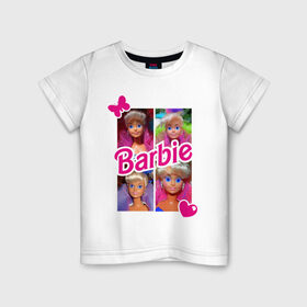Детская футболка хлопок с принтом Куклы Барби в Белгороде, 100% хлопок | круглый вырез горловины, полуприлегающий силуэт, длина до линии бедер | 90 | 90 е | barbie | барби | ностальгия