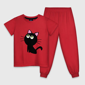 Детская пижама хлопок с принтом Маленький котенок в Белгороде, 100% хлопок |  брюки и футболка прямого кроя, без карманов, на брюках мягкая резинка на поясе и по низу штанин
 | киса | котенок | котик | кошка | черная кошка | черный кот