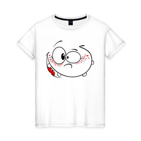 Женская футболка хлопок с принтом Самый веселый самйл в Белгороде, 100% хлопок | прямой крой, круглый вырез горловины, длина до линии бедер, слегка спущенное плечо | smile | позитив | радость | смайл | смайлик