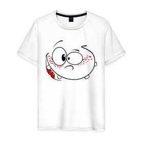 Мужская футболка хлопок с принтом Самый веселый самйл в Белгороде, 100% хлопок | прямой крой, круглый вырез горловины, длина до линии бедер, слегка спущенное плечо. | smile | позитив | радость | смайл | смайлик