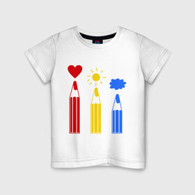 Детская футболка хлопок с принтом Карандаши в Белгороде, 100% хлопок | круглый вырез горловины, полуприлегающий силуэт, длина до линии бедер | Тематика изображения на принте: 