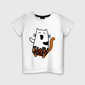 Детская футболка хлопок с принтом Твори добро в Белгороде, 100% хлопок | круглый вырез горловины, полуприлегающий силуэт, длина до линии бедер | cat | kitty | котенок | котик | котяра | кошак