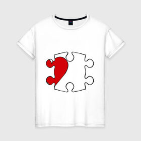 Женская футболка хлопок с принтом Мозайка сердце (ж) в Белгороде, 100% хлопок | прямой крой, круглый вырез горловины, длина до линии бедер, слегка спущенное плечо | для влюбленных | для двоих | для пар | любимая | любимый | мозаика | парные | половинки | сердечко
