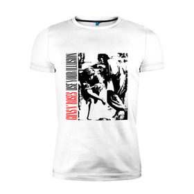 Мужская футболка премиум с принтом GNR в Белгороде, 92% хлопок, 8% лайкра | приталенный силуэт, круглый вырез ворота, длина до линии бедра, короткий рукав | gnr | guns n roses | rock | музыка | музыкальные группы | рок | рок группы