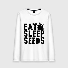 Мужской лонгслив хлопок с принтом Eat sleep seeds в Белгороде, 100% хлопок |  | админские | для админов | есть | сисадминам | спать