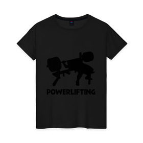 Женская футболка хлопок с принтом поверлифтинг в Белгороде, 100% хлопок | прямой крой, круглый вырез горловины, длина до линии бедер, слегка спущенное плечо | powerlifting