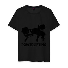 Мужская футболка хлопок с принтом поверлифтинг в Белгороде, 100% хлопок | прямой крой, круглый вырез горловины, длина до линии бедер, слегка спущенное плечо. | Тематика изображения на принте: powerlifting