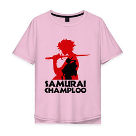 Мужская футболка хлопок Oversize с принтом Самурай Champloo в Белгороде, 100% хлопок | свободный крой, круглый ворот, “спинка” длиннее передней части | Тематика изображения на принте: anime | samurai champloo | аниме | анимэ | самурай чамплу