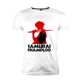 Мужская футболка премиум с принтом Самурай Champloo в Белгороде, 92% хлопок, 8% лайкра | приталенный силуэт, круглый вырез ворота, длина до линии бедра, короткий рукав | anime | samurai champloo | аниме | анимэ | самурай чамплу