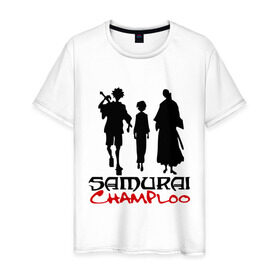 Мужская футболка хлопок с принтом Самурай Чамплоо в Белгороде, 100% хлопок | прямой крой, круглый вырез горловины, длина до линии бедер, слегка спущенное плечо. | anime | samurai champloo | аниме | анимэ | самурай чамплу