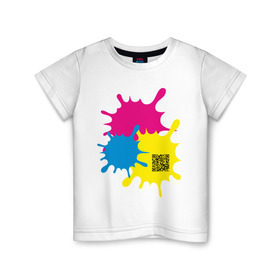 Детская футболка хлопок с принтом blur design в Белгороде, 100% хлопок | круглый вырез горловины, полуприлегающий силуэт, длина до линии бедер | qr | кляксы | код | разноцветные | шифр | яркие