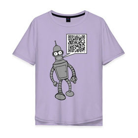 Мужская футболка хлопок Oversize с принтом Построю свой мир в Белгороде, 100% хлопок | свободный крой, круглый ворот, “спинка” длиннее передней части | qr код | интернет | мультики | мультфильмы | надпись | технологии | футурама | шифр