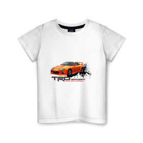 Детская футболка хлопок с принтом toyota supra TRD в Белгороде, 100% хлопок | круглый вырез горловины, полуприлегающий силуэт, длина до линии бедер | Тематика изображения на принте: tourer | toyota supra | супра | тойота | японские автомобили