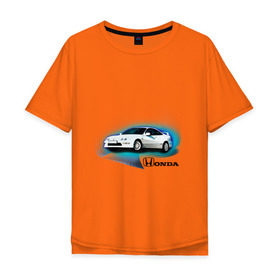 Мужская футболка хлопок Oversize с принтом Honda INTEGRA в Белгороде, 100% хлопок | свободный крой, круглый ворот, “спинка” длиннее передней части | honda interga | tourer | ходна интегра | японские автомобили
