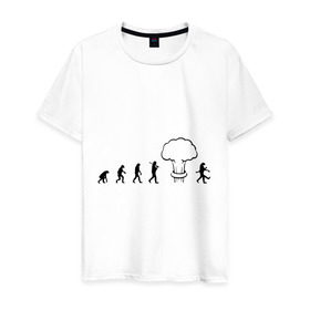 Мужская футболка хлопок с принтом Эволюция после взрыва в Белгороде, 100% хлопок | прямой крой, круглый вырез горловины, длина до линии бедер, слегка спущенное плечо. | атомная бомба | мутант | радиация | эволюция | экология | ядерный взрыв
