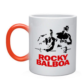 Кружка хамелеон с принтом Rocky Balboa в Белгороде, керамика | меняет цвет при нагревании, емкость 330 мл | boxing | боксер | роки | рокки | рокки бальбоа | спорт