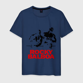 Мужская футболка хлопок с принтом Rocky Balboa в Белгороде, 100% хлопок | прямой крой, круглый вырез горловины, длина до линии бедер, слегка спущенное плечо. | boxing | боксер | роки | рокки | рокки бальбоа | спорт