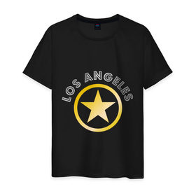 Мужская футболка хлопок с принтом Los Angeles в Белгороде, 100% хлопок | прямой крой, круглый вырез горловины, длина до линии бедер, слегка спущенное плечо. | америка | голливуд | звезда | лос анджелес | сша