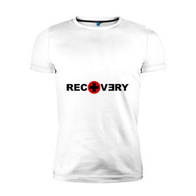 Мужская футболка премиум с принтом recovery в Белгороде, 92% хлопок, 8% лайкра | приталенный силуэт, круглый вырез ворота, длина до линии бедра, короткий рукав | eminm | еминем | реп | репчик | рэп