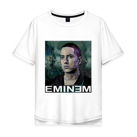 Мужская футболка хлопок Oversize с принтом постер Eminem в Белгороде, 100% хлопок | свободный крой, круглый ворот, “спинка” длиннее передней части | eminm | slim shady | еминем | реп | репчик | рэп