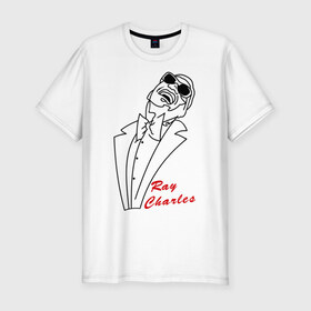 Мужская футболка премиум с принтом Ray Charles (1) в Белгороде, 92% хлопок, 8% лайкра | приталенный силуэт, круглый вырез ворота, длина до линии бедра, короткий рукав | Тематика изображения на принте: 