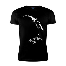 Мужская футболка премиум с принтом Ray Charles в Белгороде, 92% хлопок, 8% лайкра | приталенный силуэт, круглый вырез ворота, длина до линии бедра, короткий рукав | Тематика изображения на принте: jazz | ray charles | джаз | музыка | рэй чарльз