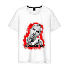 Мужская футболка хлопок с принтом Eminem blood в Белгороде, 100% хлопок | прямой крой, круглый вырез горловины, длина до линии бедер, слегка спущенное плечо. | eminm | slim shady | еминем | реп | репчик | рэп