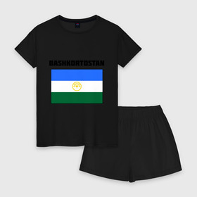 Женская пижама с шортиками хлопок с принтом Bashkortostan flag в Белгороде, 100% хлопок | футболка прямого кроя, шорты свободные с широкой мягкой резинкой | башкирия | башкортостан | регионы россии | флаг башкирии
