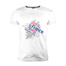 Мужская футболка премиум с принтом Франция (крупные города) в Белгороде, 92% хлопок, 8% лайкра | приталенный силуэт, круглый вырез ворота, длина до линии бедра, короткий рукав | 