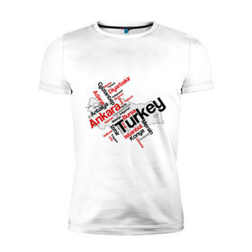 Мужская футболка премиум с принтом Турция (крупные города) в Белгороде, 92% хлопок, 8% лайкра | приталенный силуэт, круглый вырез ворота, длина до линии бедра, короткий рукав | turkey | для туристов | туристические | турция