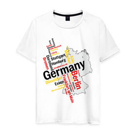 Мужская футболка хлопок с принтом Германия (крупные города) в Белгороде, 100% хлопок | прямой крой, круглый вырез горловины, длина до линии бедер, слегка спущенное плечо. | germany | германия | город | города | для туристов | туристические