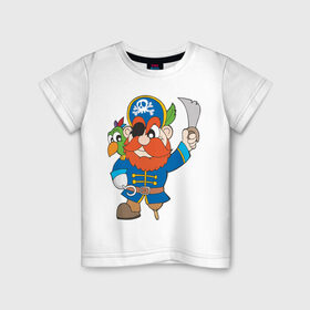 Детская футболка хлопок с принтом Отважный пират в Белгороде, 100% хлопок | круглый вырез горловины, полуприлегающий силуэт, длина до линии бедер | пират