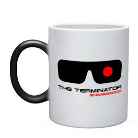 Кружка хамелеон с принтом The Terminator в Белгороде, керамика | меняет цвет при нагревании, емкость 330 мл | Тематика изображения на принте: terminator | очки терминатор | терминатор | шварценеггер | шварцнеггер