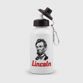 Бутылка спортивная с принтом Abraham Lincoln в Белгороде, металл | емкость — 500 мл, в комплекте две пластиковые крышки и карабин для крепления | 