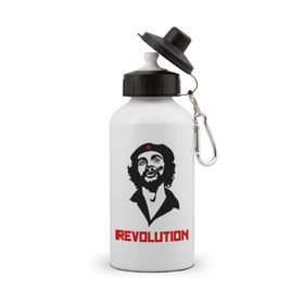 Бутылка спортивная с принтом Che Guevara Revolution в Белгороде, металл | емкость — 500 мл, в комплекте две пластиковые крышки и карабин для крепления | Тематика изображения на принте: че гевара