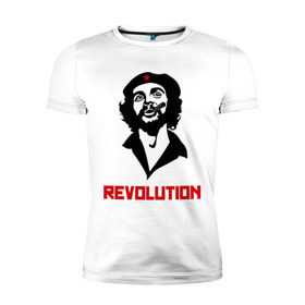 Мужская футболка премиум с принтом Che Guevara Revolution в Белгороде, 92% хлопок, 8% лайкра | приталенный силуэт, круглый вырез ворота, длина до линии бедра, короткий рукав | че гевара